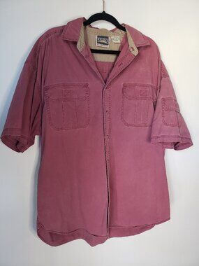 Northern Elements 100% Cotton Super Faded Maroon + Tan Short Sleeve Shirt XL